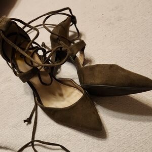 Report Olive Lace-Up Heels